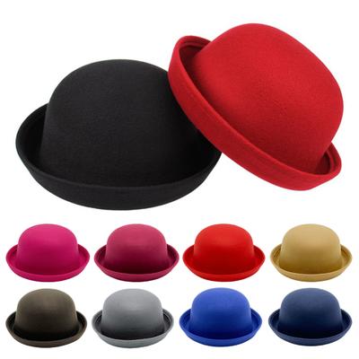 Flat-top Fedora Hat Pure Color Imitation Wool Jazz Hat Unisex Japanese