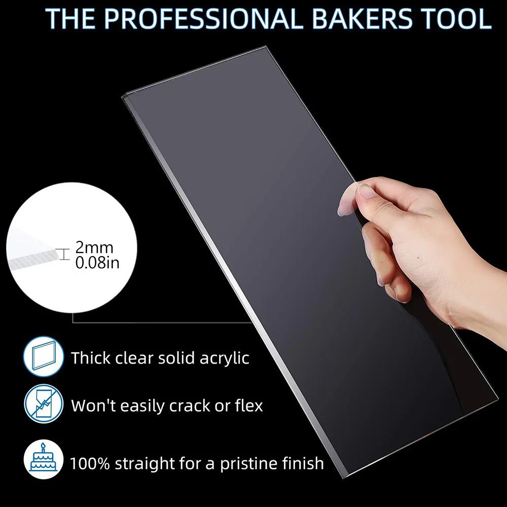 4 Sizes Acrylic Cake Scraper Comb Transparent Cake Decorating Scraper Long Butter Cream Smoother Fondant Smoother Icing Tools