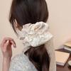 Hair Tie Embroidery Flower Pattern Mesh Yarn Large Hair Scrunchy Soft Elastic Ponytail Holder Non-Slip Hair Accessory