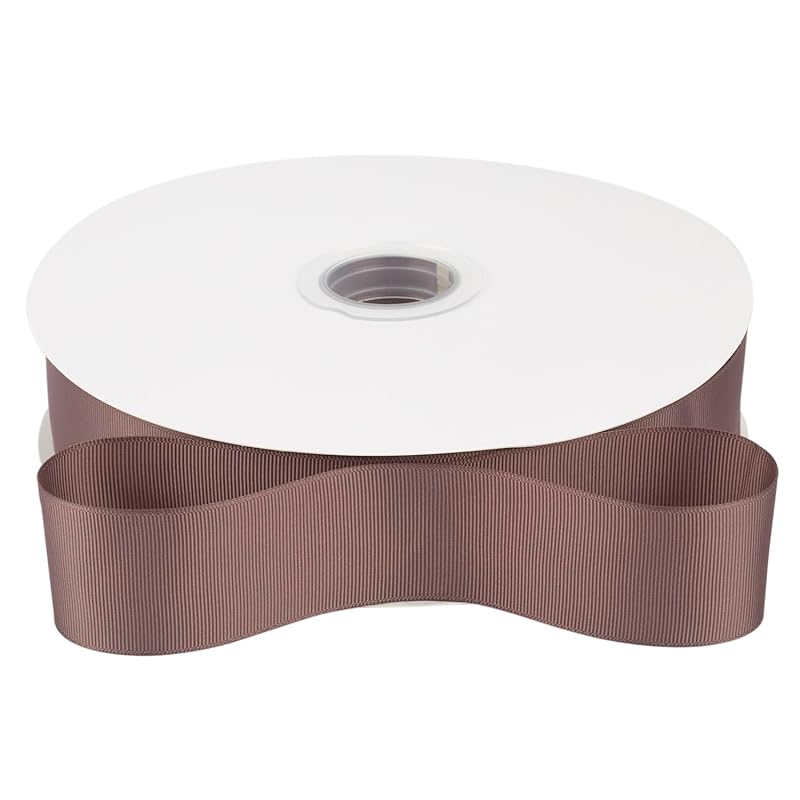 [Tekdeere]Width 38mm Solid Chocolate Chip Grosgrain Ribbon, Perfect for Gift Wrapping, Sewing, Hair Accessories, Wedding Decorations - 91m/roll