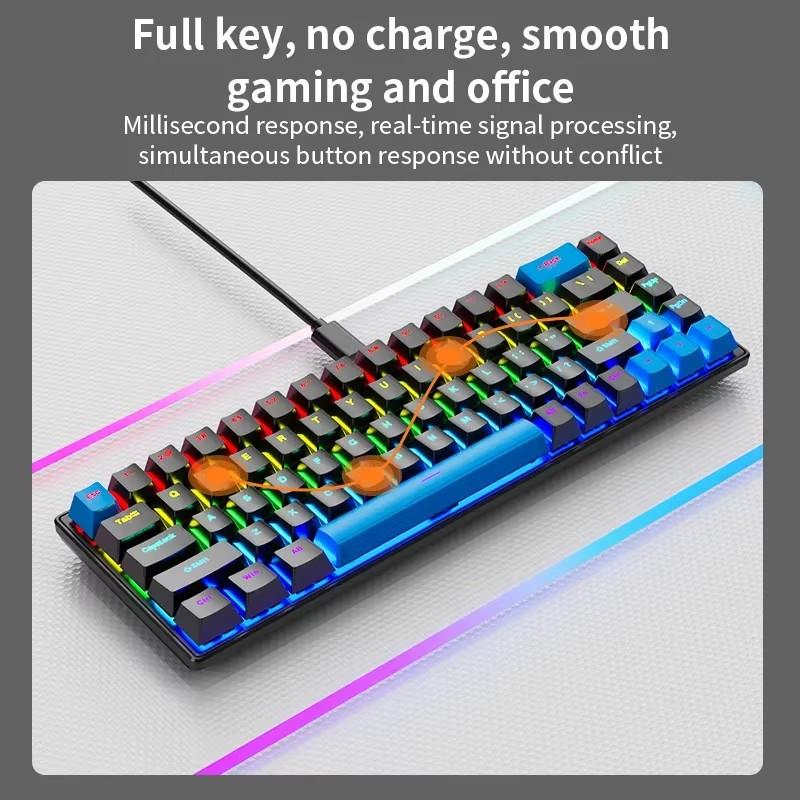 K68 Wired Mechanical Keyboard 10Kinds of Colorful Lighting Gaming and Office For Microsoft Windows and IOS System