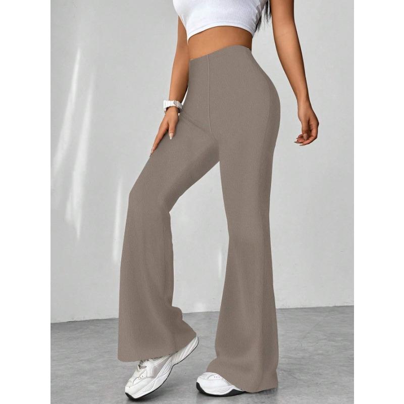 DAFIFY Women's Fashion Casual Solid Color Print High Waist Trousers Pants & Capris