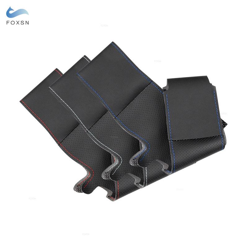 Husă din piele moale perforată pentru VW Golf 2009 Passat B5 Polo pentru Seat Leon 1999-2015, cusut manual, ornament pentru capacul volanului mașinii