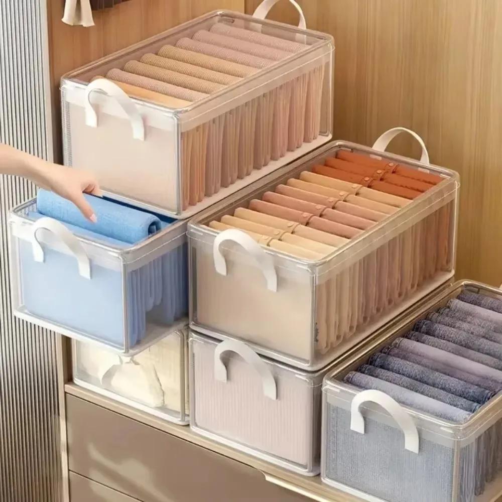 Pvc Transparent Storage Box Reinforced Handles Clothes Stackable Practical Sundries Boxes Storage Box Foldable Multi Purpose Bin