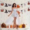 Bride Ghost White Gauze Long Dress Cosplay Costume Halloween Party Play Role