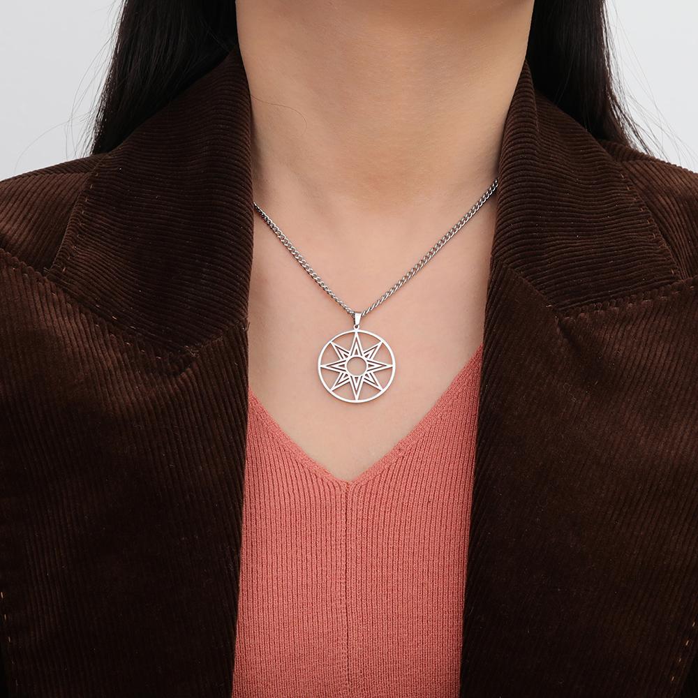 Dawapara Octagram Necklace Star of Ishtar Inanna Goddess Assyrian Star Pendant Stainless Steel Ancient Greek Mythology Jewelry