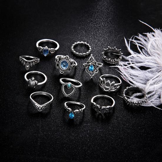 13 Stück Boho Hohl Stapelring Set Knöchel Midi Spitze Finger Party Damen Schmuck