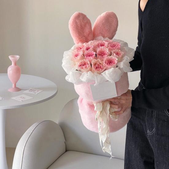 Bouquet Material Bag Rabbit Ears Non-shedding Tear-resistance Plush Surface Semi-finished Flower Material Pack Festival Supply
