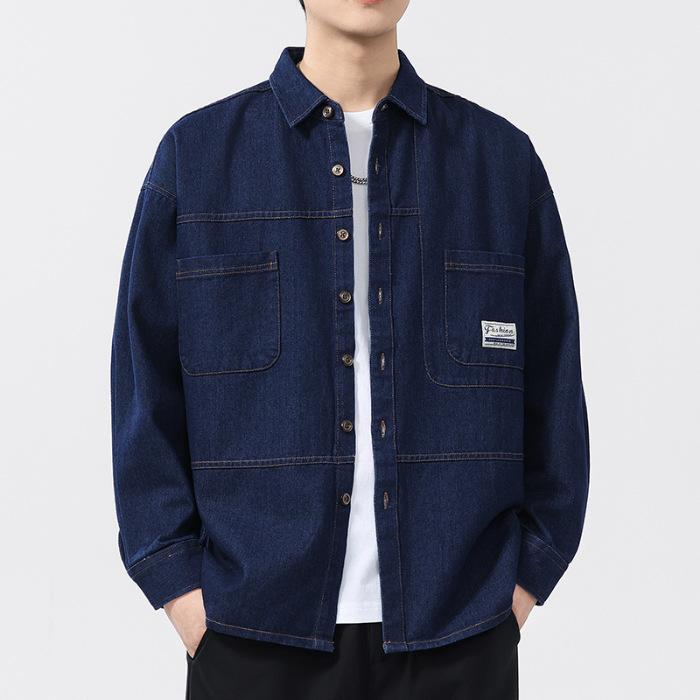 

Новые весенние рубашки для мужчин, модные трендовые повседневные джинсовые рубашки с длинным рукавом 4XL