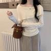 Diagonal Lapel Shoulder Knitted Top Women's Autumn Temperament Bottoming Sweater Long Sleeves