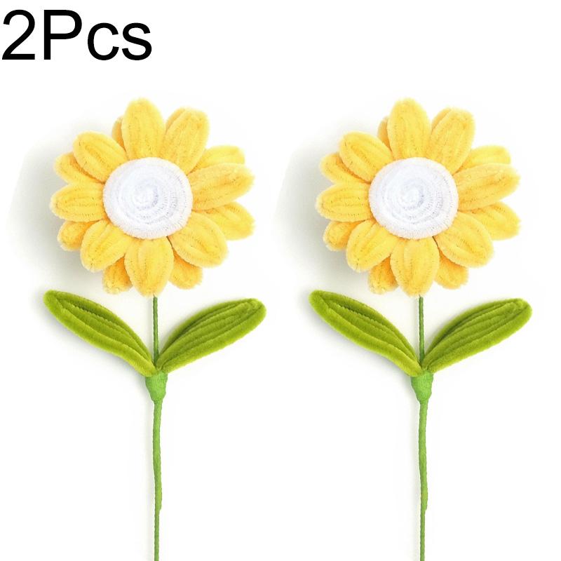 2Pcs Pipe Cleaner 35CM Artificial Flowers Home Decor Finished Flowers Handmade African Sunflower Bouquet Woven Flower
