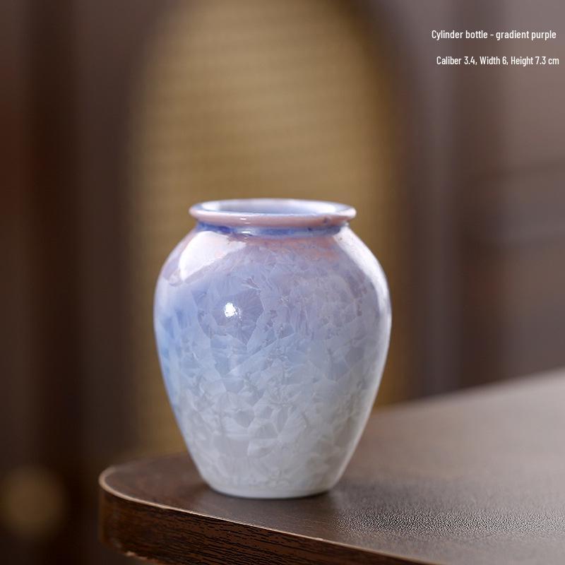 Crystalline Glaze Mini Ceramic Vase - Creative Home Desktop Ornament for Flowers