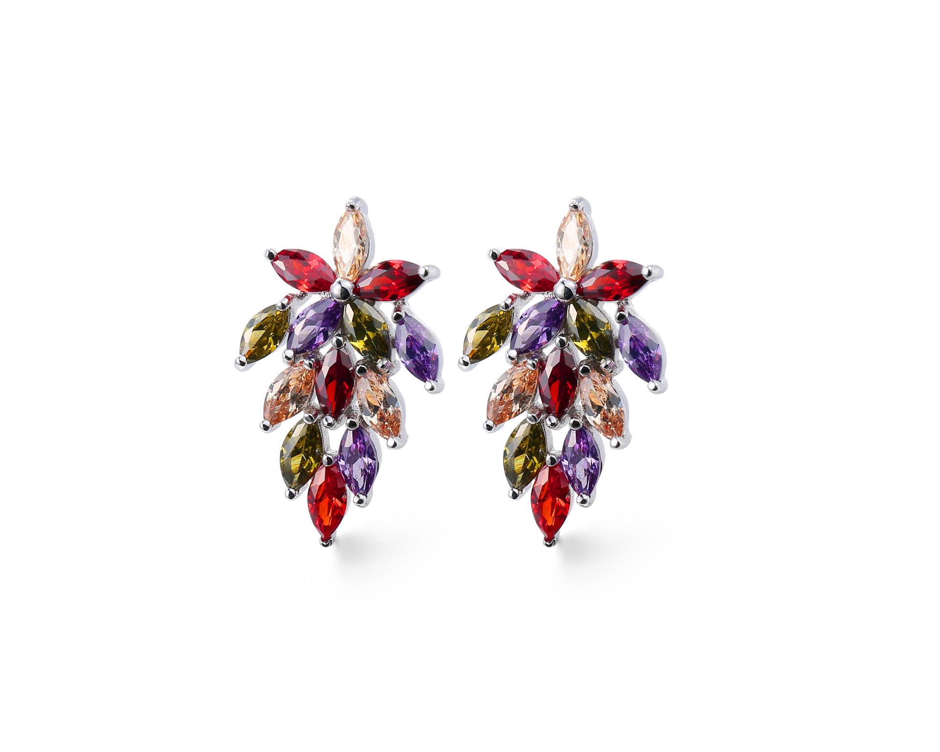 

SODROV Роскошные Радужные Ювелирные Изделия Красочный Кристалл Циркон Разноцветные Серьги Ювелирные Изделия Бохо Серьги-Листья для Женщин