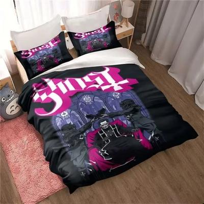 Rock Band Ghost Pattern 3D Printed Comforter Set Home Bedding 3 Piece Soft and Comfortable Microfiber Single/Double Set