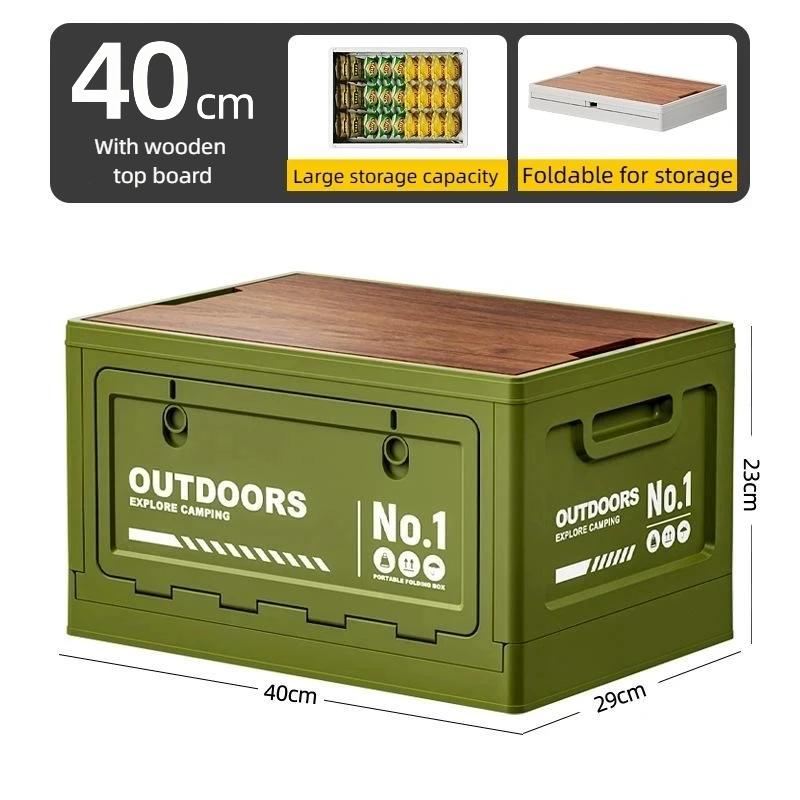 1Pcs Multifunctional Camping Box Foldable Car Trunk Storage Organizer With Bench & Cutting Board For Picnic