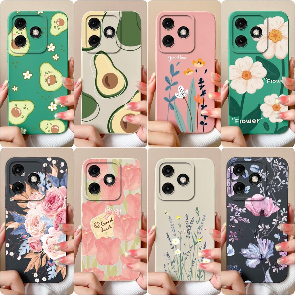 Liquid Silicone For Infinix Note 40 Smart 8 Plus Tecno Spark 20 Pro Itel A50 P55 Phone Cover Cases Screen Protector Lovely Avocado Popular Back Covers
