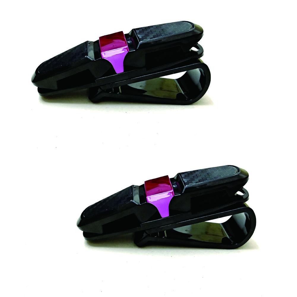 Pack of 2  Car Glasses Holders with Card Clip, Sunglasses Holder, 180° Rotating Glasses Clip with Cards, Double Ended Clip for All Vehicle Models