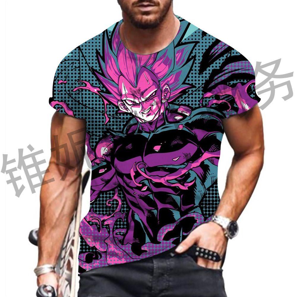 Dragon Ball Z 2024 Vegeta Men's T Shirt Goku Man Clothes Tops Cool Saiyan Short Sleeve Tee 110-6XL Summer GYM Harajuku T-shirt