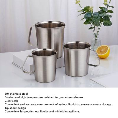 304 Stainless Steel Milk Frother Jug Coffee Milk Frothing Jug Latte Pitcher Measurement Jug Measuring Cup with Markings Spout