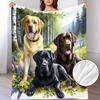 Labrador Retriever Pattern Flannel Small Throw Blanket, Soft and Warm Blanket, Suitable for Sofa Blanket, Home Leisure Blanket,