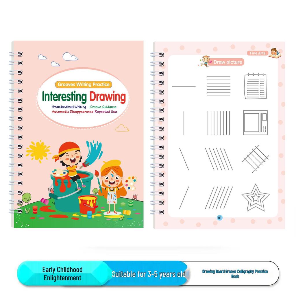 Children's All-English Recessed Groove Copybook: Letters, Numbers, Drawing for Ages 3-5 - Pen Control & Early Education