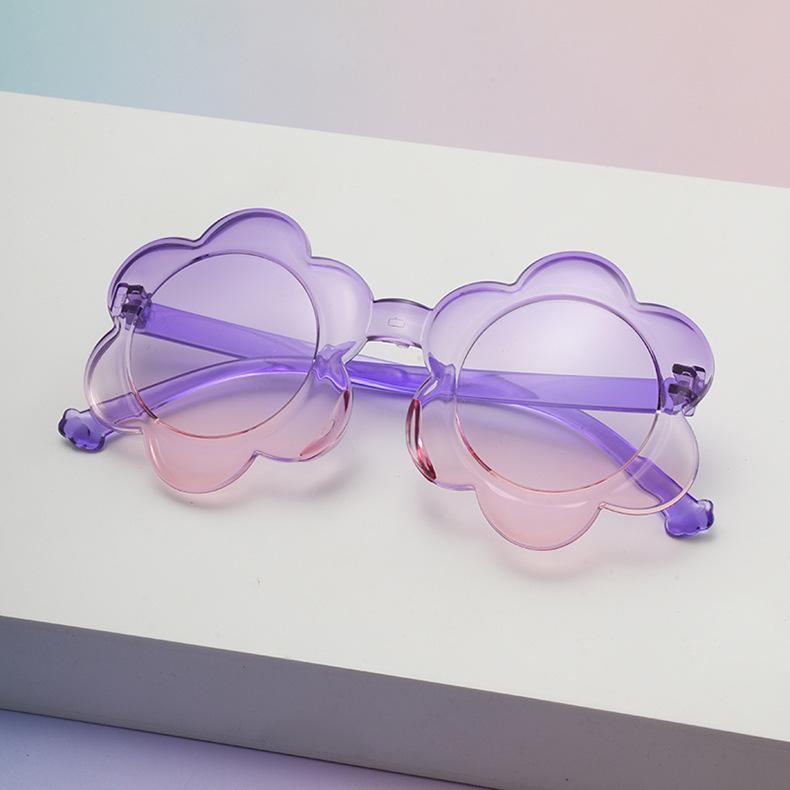 New one-piece color children's sunglasses round frame children's glasses sun protection baby sunflower sunglasses