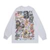 American Street Oversize Graffiti Long-Sleeved Bottom T-Shirt Men'S And Women'S Vibe Hip-Hop Trendy Long Tee Shirt