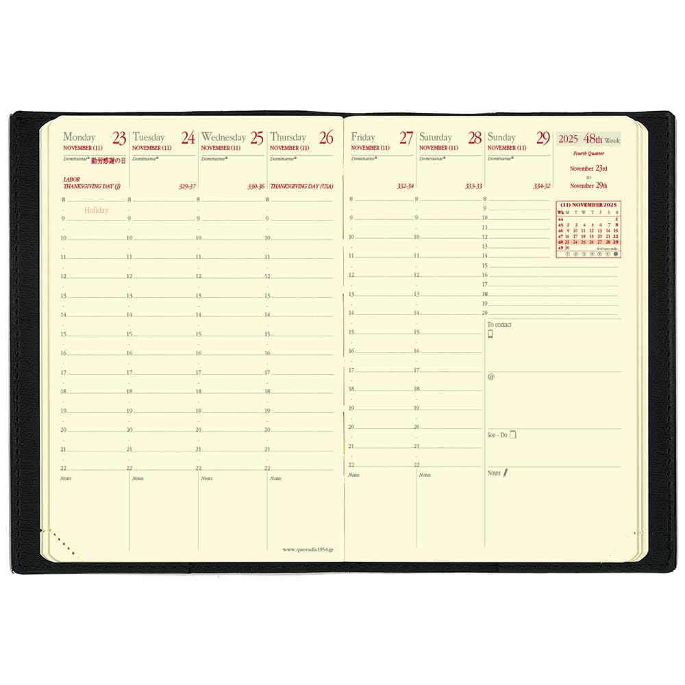 Quo Vadis Business Prestige 4/Soho Diary (Starting April 2025) (Weekly Vertical, A6 Variant Size, 10x15cm), Red, QUOVADIS qv60105rd