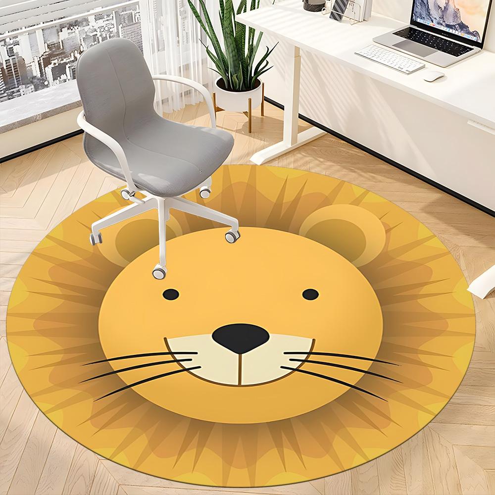 1pc Lion Face Chair Carpet for Office, Soft, Non-Slip Polyester Mat, Office, Living Room, Bedroom, Durable Polyester Yy251207147