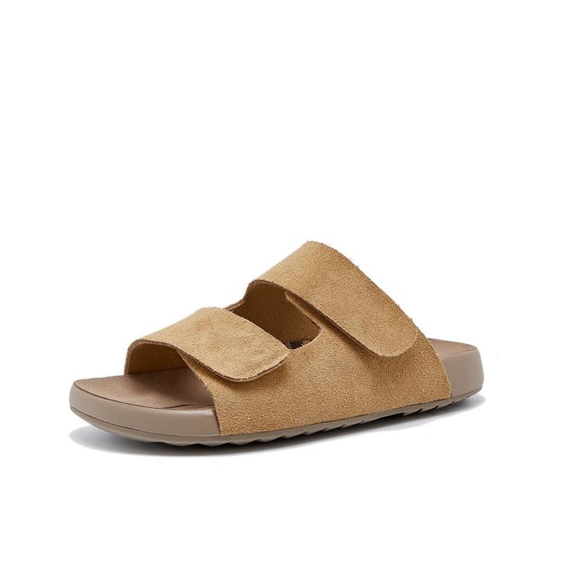 Leather toast shoes women's new platform slippers can be worn outside beach slippers one-word women's half slippers