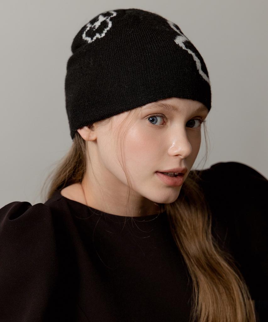 Tatiana Sketch Flower Knit Beanie Ht8244 2 Colors