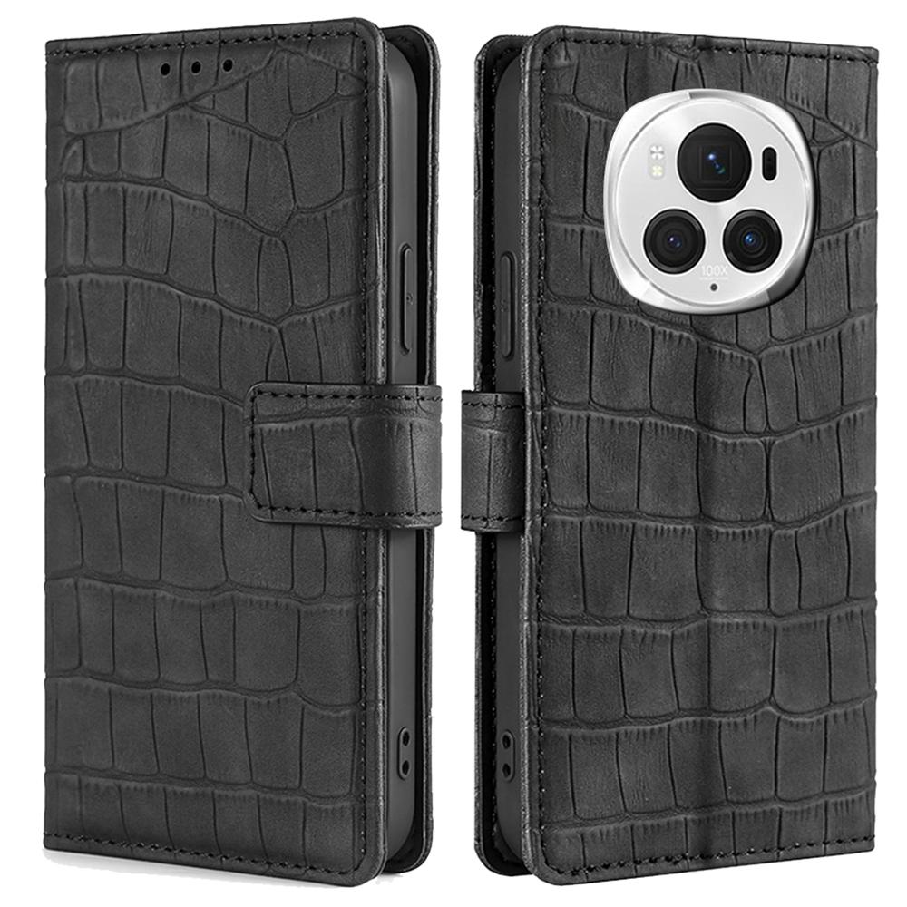 Pro pouzdro Honor Magic6 Pro 5G Krokodýlí textura 3 sloty na karty Vyklápěcí stojánek Kryt na telefon