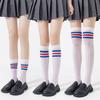 Women's Spring and Summer Thin Preppy Style Three Bar Stripes Long Leg Socks