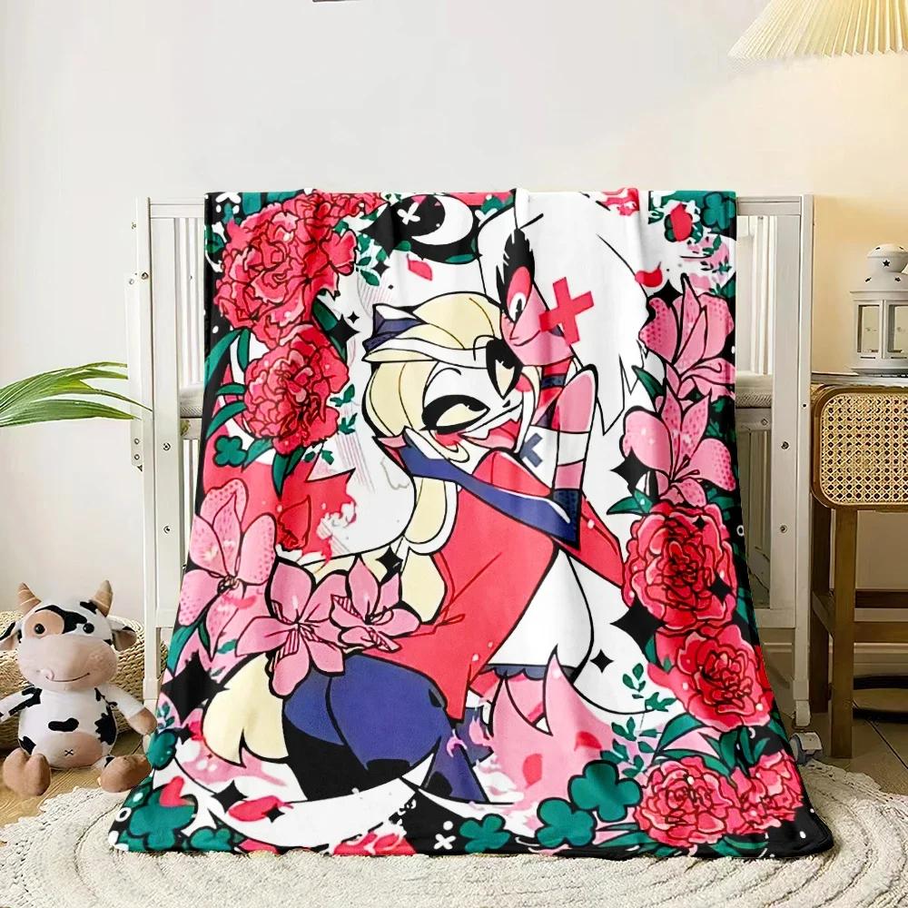 Hazbin Hotel Cartoon Printed  Blanket,Lightweight Flannel Throw for Sofa, Bed, Travel, Camping, Livingroom, Office, Couch,Chair