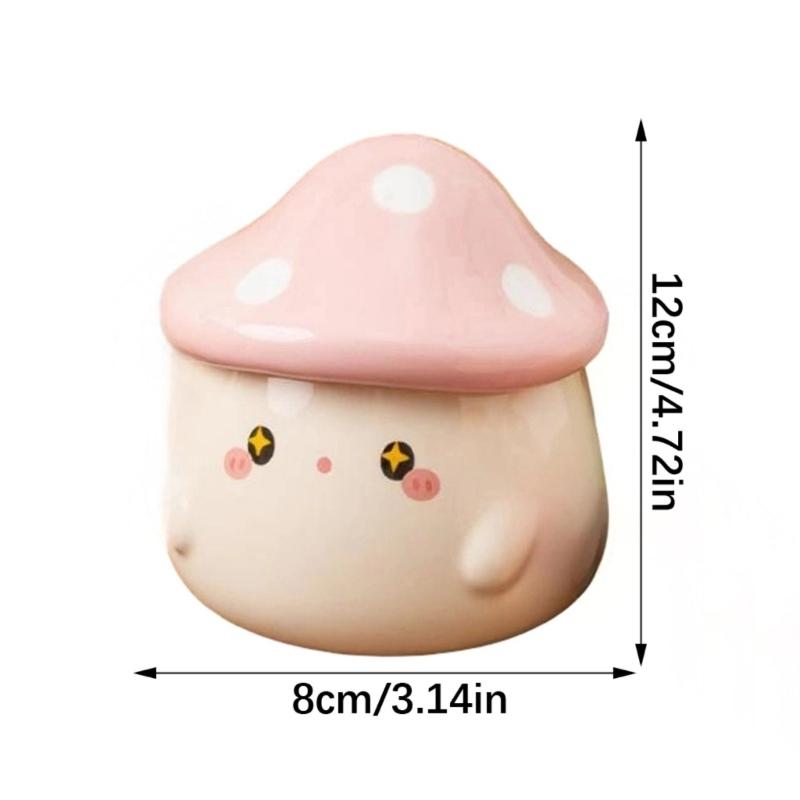 Mushroom Shaped Ceramic Mug Lid Unique Designs Drinking Cup For Women Gift Heat Resistant Home Drinkware