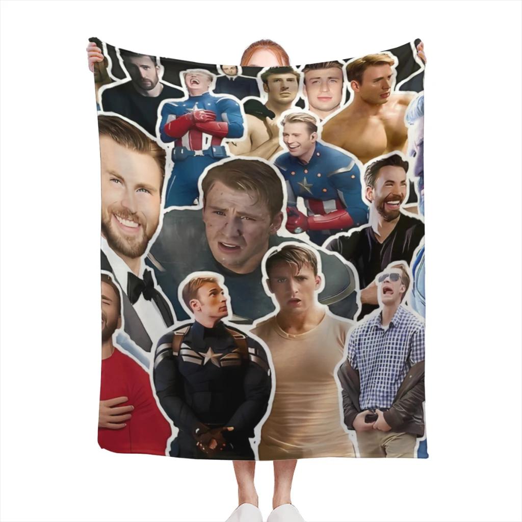 

Chris Evans Collage Throw Blanket Super Soft Plush Quilt for Home Office Decor Portable Thin Textile Blankets 75cmx90cm
