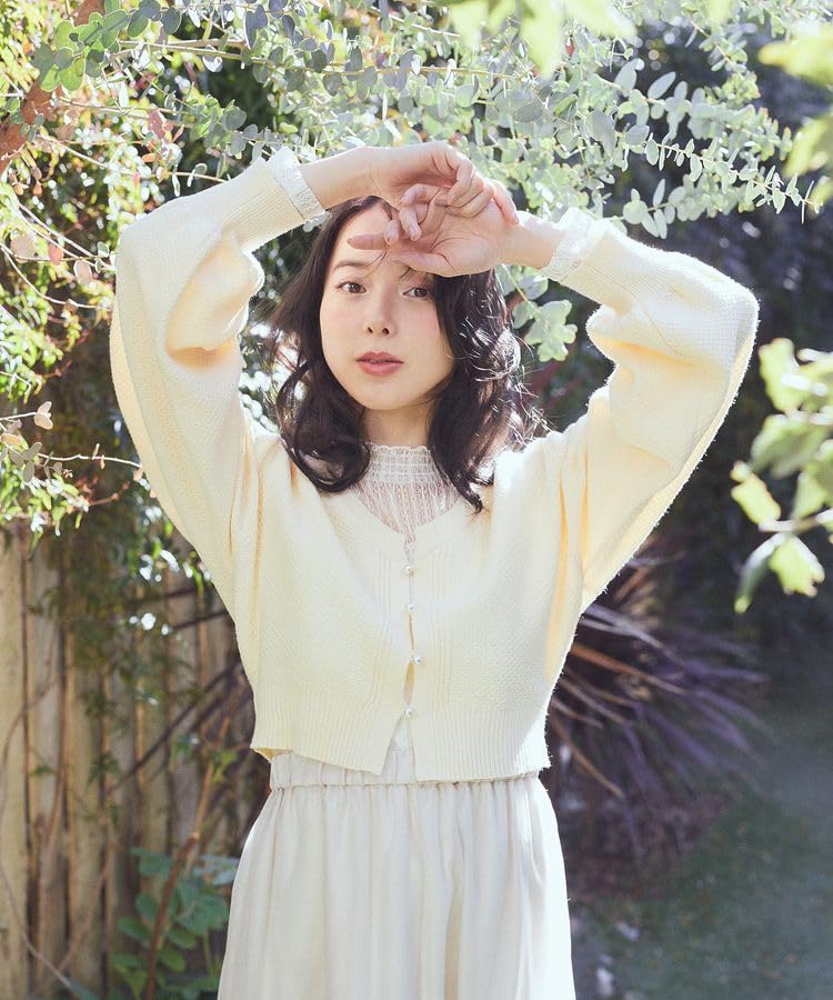 Earth Music Ecology Pearl Button Short Knit Cardigan 01000133900 Yellow & Women's