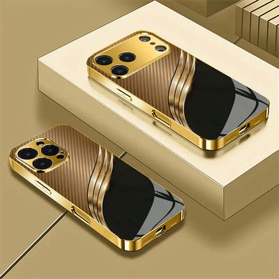 iPhone 17 16 15 14 13 12 11 Pro/Max/Plus için uygun, düşmeye ve darbelere karşı korumalı, lüks galvanizli cam telefon kılıfı arka kapak