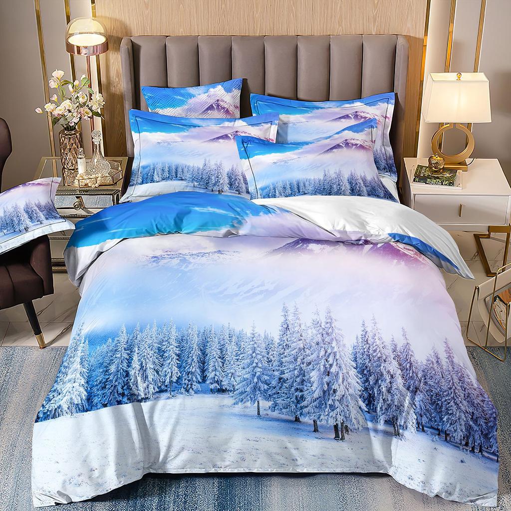 Three-Piece Beautiful Landscape 3D Bedding Stream Waterfall Printing Quilt Cover Home Textile Batch