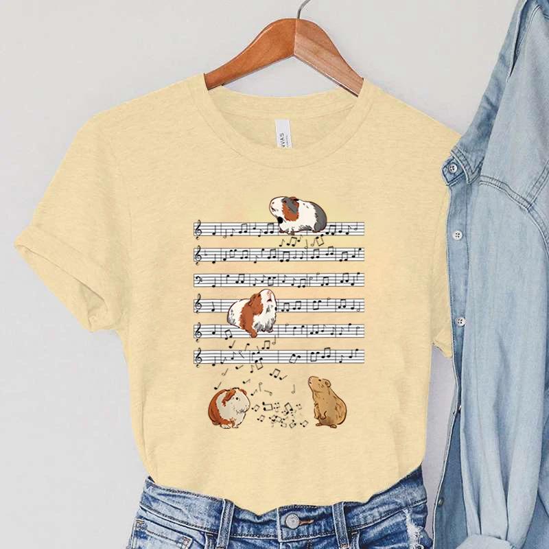 Guinea Pig Women's Clothing Cartoon Animal Note Female T-Shirts Pets Guinea Pig Casual Fashion Women Tops Short Sleeve T-Shirts