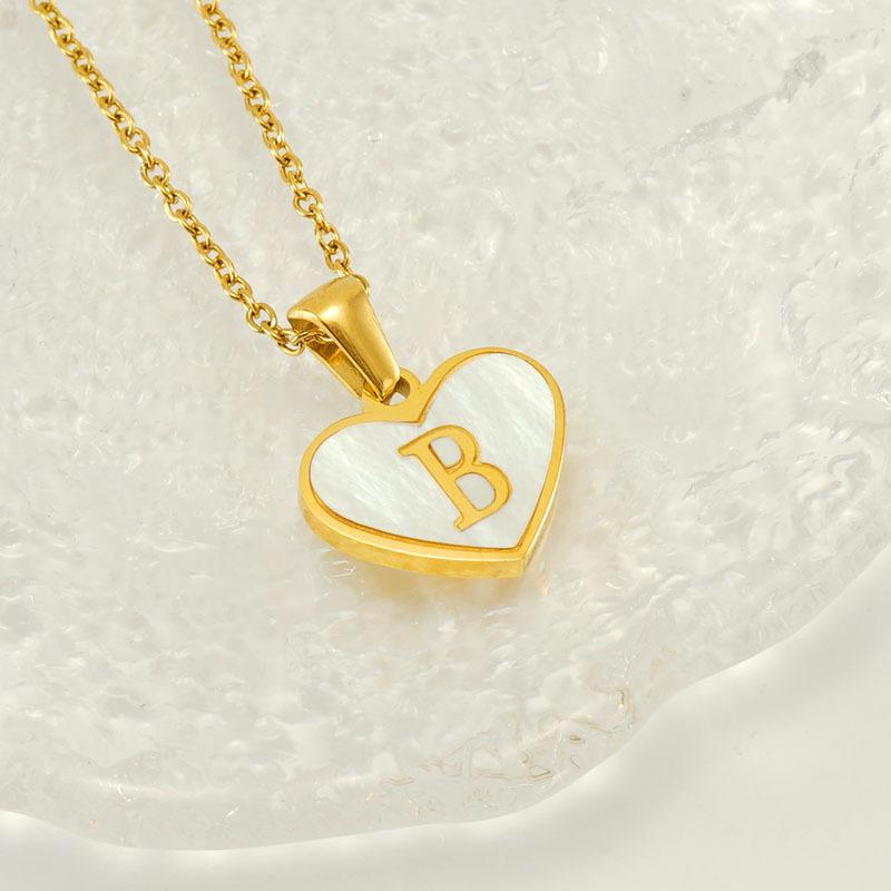 26 English Letter Love Inlaid Shell Necklace Women's European and American Collarbone Chain Pendant Jewelry 2026