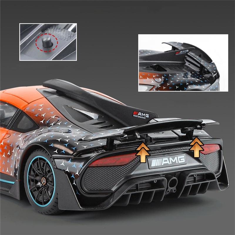 Modello di auto sportiva in lega Benzs One in scala 1/18 Diecast Metallo Concept Veicoli da corsa Modello di auto Simulazione suono e luce Giocattoli per bambini Regalo