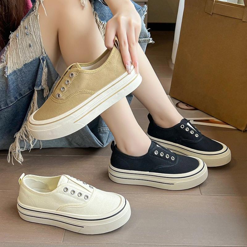 Scarpe da Ginnastica in Tela Retro con Suola Spessa Casual Traspiranti da Donna per Primavera e Autunno