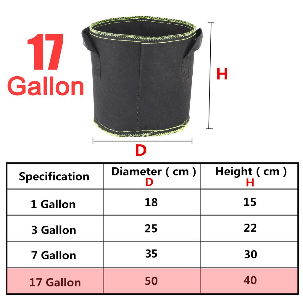 Bolsa de Cultivo de Tela para Plantas 1/2/3/5/7/10/17 Galones Maceta de Guardería Jardín Flor Verdura Tomate Patata Fresa Maceta de Cultivo