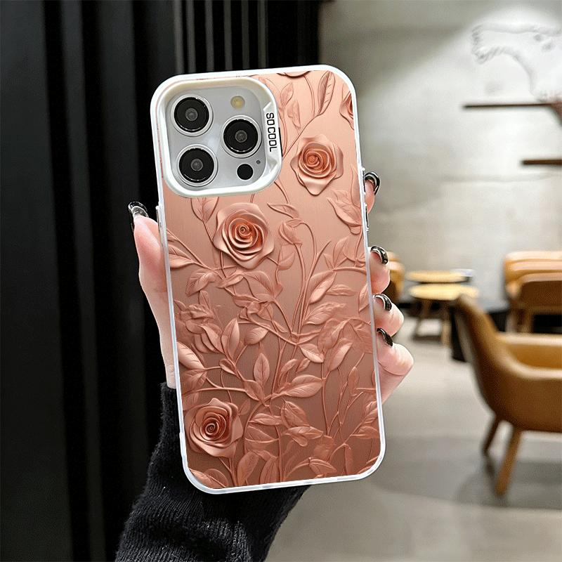 Beautiful Rose Gold Art Soft Phone Case for iPhone 15 16 17 Pro Max 17Air 16E 14 Plus 13 12 Mini Shockproof Cover Back Shell