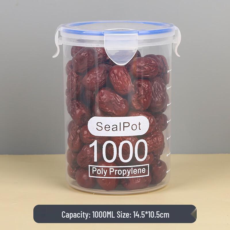 ZISIZ 10-Pack Transparent Airtight Food Storage Jars, 1000ml