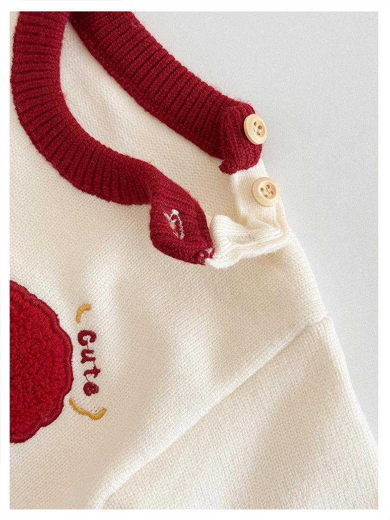 2025 Autumn/Winter Family Cartoon Knitted Sweater for First Birthday - Mother-Daughter Full Moon Outfit