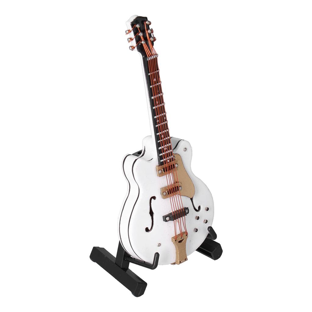 Guitar Model Mini Exquisite White Musical Instrument Handicraft Ornament for Home Office Decoration