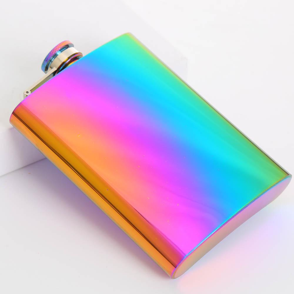 Colorful 8oz Stainless Steel Hip Flask With Free Funnel Whiskey Wine Bottle Retro Alcohol Pocket Flagon Portable Drinkware New