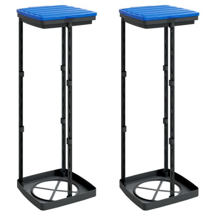 Porte sacs poubelles 2 pcs noir et bleu 120 L PP
